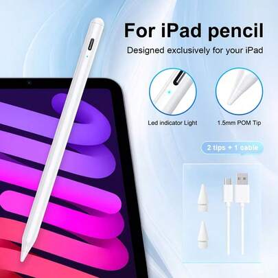 1pc Capacitive Touch Stylus Pen With High Precision And Sensitivity, No Delay, Compatible With 2018 Or Later Pro 11inch/12.9inch, 10/9/8/7/6, Mini5/6, Air3/4/5 Series Tablets