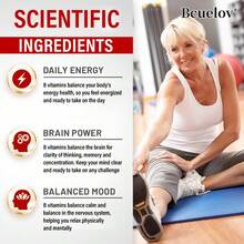 Bcuelov B-Complex Vitamin Dietary Supplement - Maintains Energy Balance, Boosts Immunity, And Promotes Health - 120 Capsules - 1 chai - Xem 7