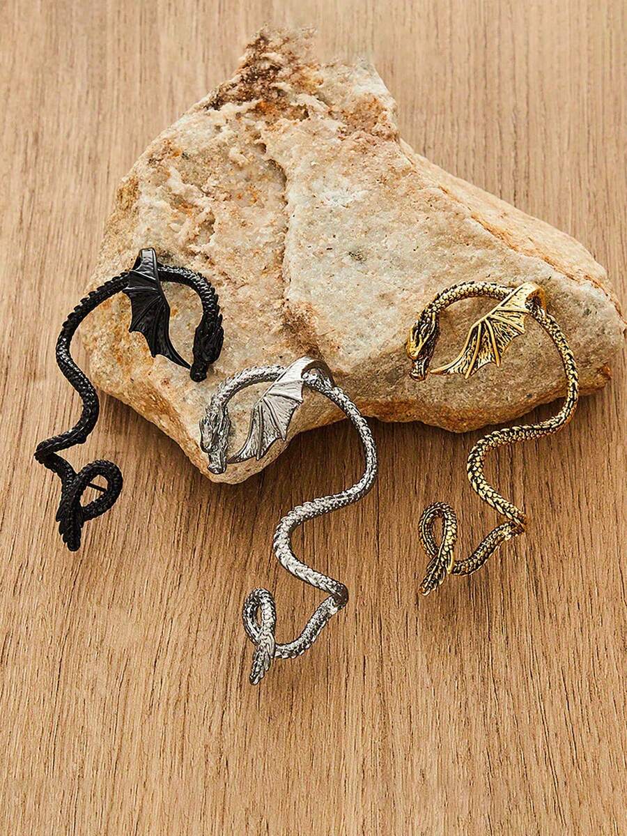 2 Stücke Bohemien Stil Gotisch Vintage Drachen Ohrringe - Einzigartiges Geschenk für Frauen, Elf Kostüm Accessoires und Cosplay Requisiten, perfekt für Partys, Maskeraden und den Alltag, ideales Geburtstagsgeschenk - Verschiedenfarbig - Übersicht 1