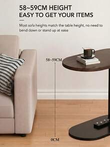 Ein moderner, minimalistischer C-förmiger Beistelltisch fürs Sofa, ein kleiner Couchtisch fürs Wohnzimmer, ein platzsparendes Möbelstück für kleine Wohnungen, erhältlich in vier Ausführungen. - weiß schwarz - Übersicht 7