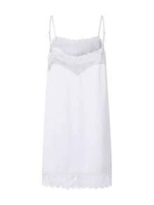 Women Patchwork Lace Cami Dress Fitted Square Neck Spaghetti Strap Mini Dresses For Daily Party Club - White - View 2