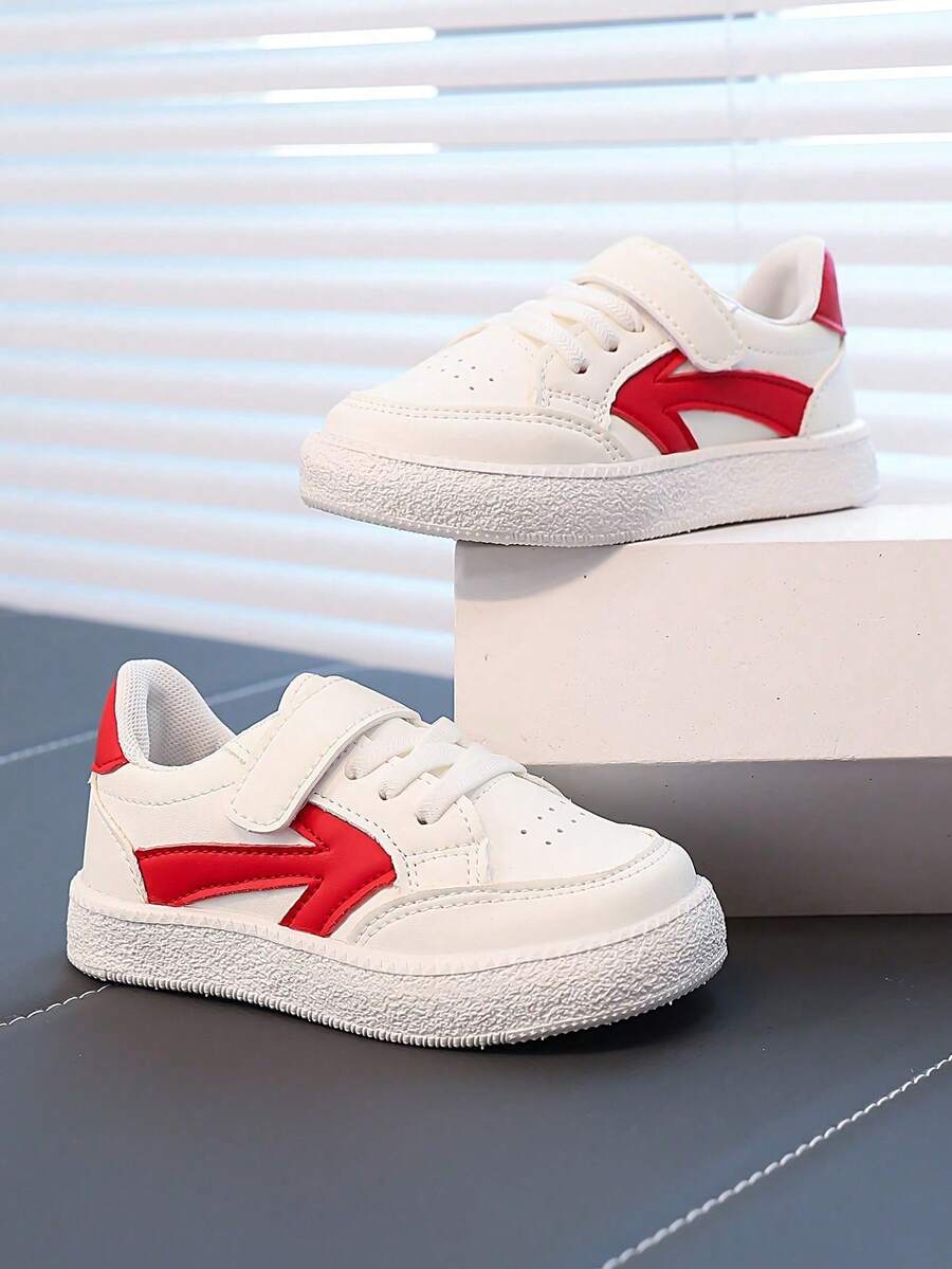 Children's Fashion Sneakers, New Spring/Summer Boys/Girls Canvas Shoes, Casual Skate Shoes, Toddler Running Shoes, Baby Shoes - Red and White - View 1