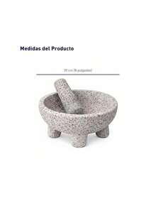 Molcajete Tradicional para Cocina Mexicana de Piedra Volcánica, Ideal para Salsas y Guacamole. Bluelander - Gris - Ver 4