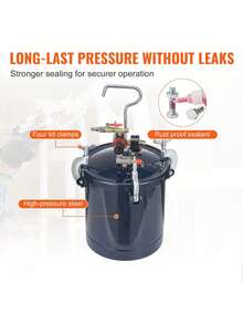 Spray Paint Pressure Pot Tank, 10L/2.5gal Air Paint Pressure Pot, 1.5mm+4mm Two Nozzles Two Spray Paint Guns, 60PSI Max, For Industry Home Decor Architecture Construction Automotive Painting - 黑色 - 查看 6