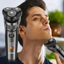 SOLIMPIA IPX7 Waterproof Three-Blade Floating Veneer Net Men's Electric Shaver - Silver - View 8
