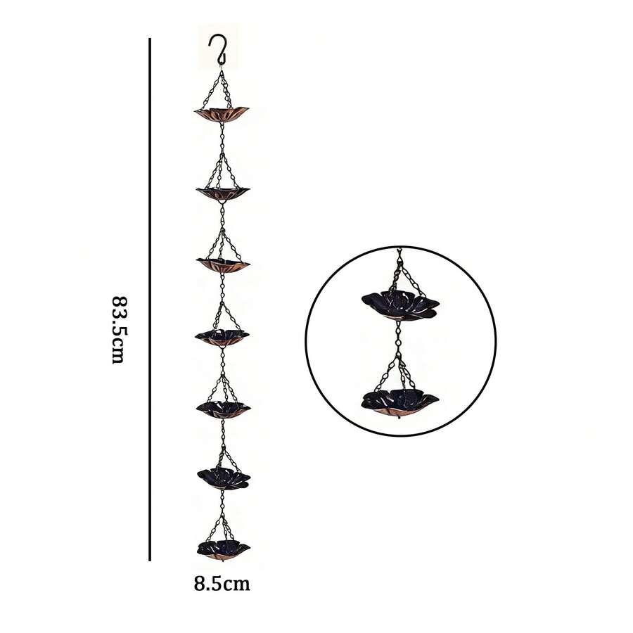 1pc Flower Shaped Vintage Iron Rain Chain, Simple Roof Eaves Drainage Decor, Comfortable Dripping Sound, Suitable For All Seasons - Flower Rain Chain - View 1