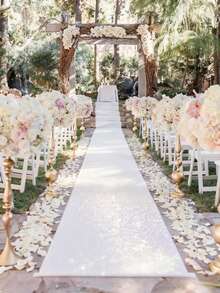 1pc Shiny White Wedding Aisle Carpet, Romantic Wedding Aisle Decor, Wedding Decoration, Birthday Party Decor, Wedding Party Supplies, Bridal Shower, Suitable For Hotel Banquet, Celebration Events And Party Ceremonies, Church Ceremony Decoration - White - View 3