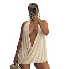 Ladies' Fashion Yoga Sports Style Queen's Temperament Solid Color Fashion Temperament Hollow Out Sexy Big Swing Collar Sleeveless Top - 杏色 - 查看 5