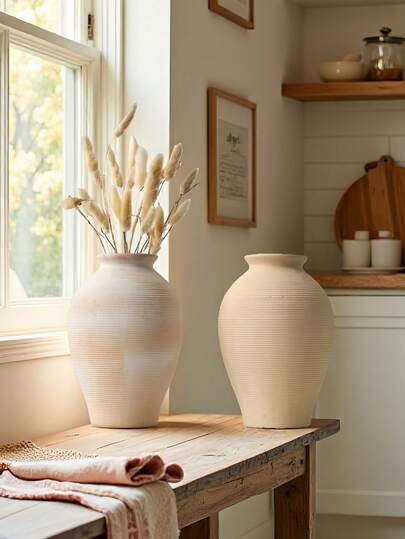 1pc Classic Retro Ceramic Vase, Suitable For Living Room, Foyer, Shelves And Outdoor Decoration, Can Hold Water For Flower Arrangement