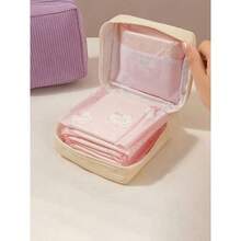 1pc Menstrual Pad Storage Bag, Corduroy Menstrual Pad Storage Bag, Multifunctional Storage Bag, Portable Storage Bag, Makeup Lipstick Bag, Large Capacity Can Accommodate Menstrual Pads, Panty Liners, And Tampons, Study Supplies Storage Bag, Coin Purse, Pencil Case, Girls' Coin Bag, Makeup Storage, Essential For Girls, Good Choice For Going Out Makeup Bag - 1PC-pink - View 5