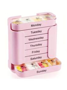 7天大容量便携式药盒 - 每周用药计划表、每日药盒、旅行药盒、药品收纳盒、药架、药品储存盒、旅行药包、药品储存袋、旅行药品收纳盒、户外急救包 - 彩色 - 查看 9