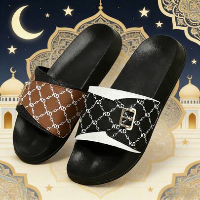 1 par (talla 40-45) Sandalias unisex negras, súper ligeras y transpirables con punta abierta, correa ajustable, antideslizantes y duraderas, de estilo árabe, aptas para baño, playa, exterior, transporte, interior, oficina en casa, versátiles