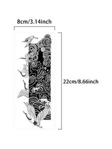 3片装日式传统条纹纹身贴纸，防水防汗，持久1-2周，逼真植物纹理，不反光，男女通用，可用于手臂、胸部、腿部、腹部、腰部、手指、颈部、脊柱等部位，现代人体彩绘临时纹身贴纸 - HL - 查看 6