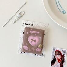 1 Piece Of Leopard Print Series Wings Bow Fish Cake Pattern Girl Heart Cartoon 2-Inch Pendant Small Photo Album, Student Bow Star Chasing ID Photo Card Album Storage Book - Wings Album - View 15