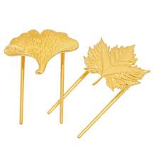 Gold-Plated Leaf Vein Leaf Shaped Bookmarks - Ginkgo Leaf+Maple Leaf Double Pin Design For Reading Marks, Preferred By Light Luxury Cultural And Creative Enthusiasts And Literary Readers. - Gold - View 2