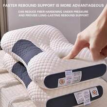 Two-Piece Pillow Set Knitted Neck Pillow Suitable For Side, Back And Stomach Sleeping Positions Bed Pillow Deep Sleep Ergonomic Orthopaedic Pillow Conforms To Neck Curve For Support Detachable Cushion Enhanced Comfort Bedding Home Decor Valentine's Gift White - 白色 - 查看 3
