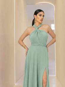 Mint Green Multi-Way Long Dress For Bridesmaids By Nana Marie. Formal Party Dress With Multi-Way Design. - 薄荷綠 - 查看 5