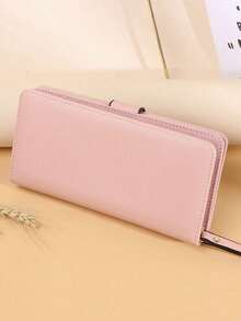 1pc New Fashion Casual Versatile Short Leaf Wallet, Multi-Functional Multi-Card Holder Wallet - Pink - View 4