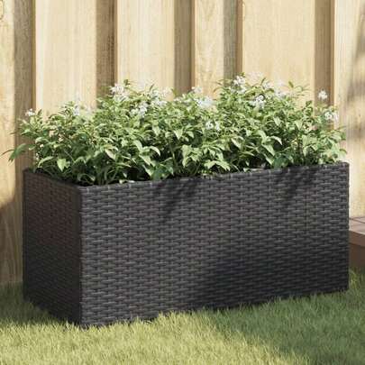 vidaXL 2 pezzi Vasi da fiori in rattan sintetico nero, 72x30x32 cm