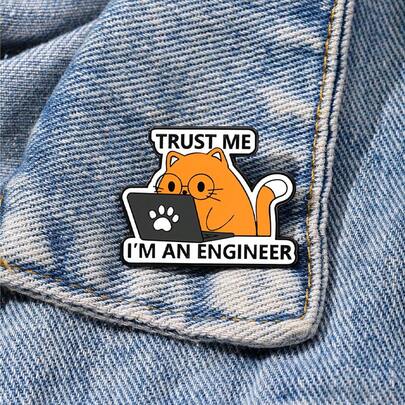 相信我，我是一名工程师。珐琅胸针，时尚装饰胸针，衣领徽章，包包别针，珠宝礼品。