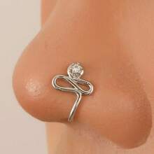 Perno de Nariz en Forma de U Sin Perforación de Personalidad Transfronteriza Europea y Americana, Simple, Ligero, de Lujo, de Cobre con Incrustaciones de Zirconia, Clip de Nariz de Flor de Tulipán al por Mayor - 02 Blanco K4084 - Ver 6
