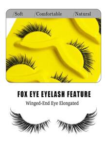 Asiteo 5 Pairs New Cat Eye Lashes With Natural Long Transparent Wings & Tail Extension, Soft 3D Faux Mink Eyelashes Suitable For Natural Makeup, Party, Glam, Gift, Wedding, Bridesmaid, Vacation, Beach - Cat Eye Lashes - View 2