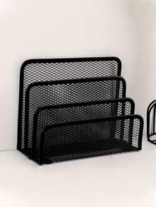 Multi-Function Metal Grid Desktop Storage Rack - Space-Saving Freestanding Organizer Shelf, Suitable For Home Office, Compact Vertical Storage Design, Suitable For Home And Office Decor - Multicolor - View 3