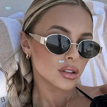 1 par de gafas de moda de metal ovaladas chic, inspiradas en el retro, transfronterizas