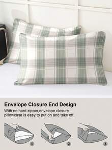 三件套格子印花被套，超柔软透气的超细纤维面料，四季皆宜，可机洗，不易褪色、起球、缩水和起皱，适合简约、可爱、复古风格的卧室，适用于特大号/大号/标准双人床，是居家、宿舍、公寓、酒店、度假屋和送礼的理想之选。 - 彩色 - 查看 7