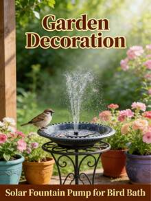 3.5W Solar Fountain Pump For Outdoor Water Features. DIY Solar Birdbath Fountain With Multiple Nozzles. Garden Decoration. Solar Fountain For Gardens, Ponds, Fish Tanks, And Aquariums. - 黑色 - 查看 1