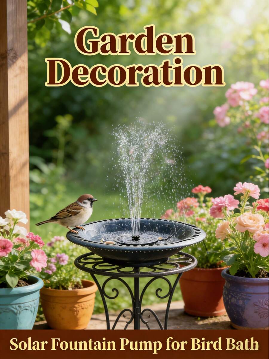 3.5W Solar Fountain Pump For Outdoor Water Features. DIY Solar Birdbath Fountain With Multiple Nozzles. Garden Decoration. Solar Fountain For Gardens, Ponds, Fish Tanks, And Aquariums. - 黑色 - 查看 1