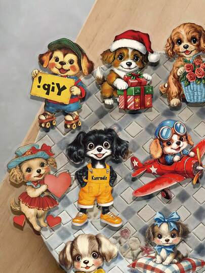 50pcs Vintage American Dog Sticker Pack, Decorative For Scrapbooking, Journals, Diaries, Guitars, Skateboards And Gift Wrapping
