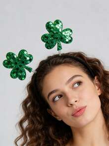 Women & Girls' St. Patrick's Day Glitter Shamrock Headband - Green - View 4