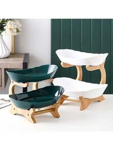 Table Plates For Serving Plates Dinnerware Wooden Partitioned Dish Snack Candy Cake Stand - Multicolor - View 5