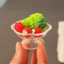 5/10件組迷你3D水果盤套組，3D葡萄木瓜水果盤裝飾品，娃娃屋裝飾、廚房裝飾、桌面擺飾、DIY微縮場景裝飾、廚房用品、攝影道具 - 彩色 - 查看 2