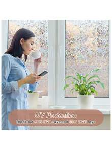 1 Roll Of Window Privacy Film With Installation Tools, Static Window Clings Vinyl 3D Decals Stickers Rainbow Window Film For Glass Door Heat Control Anti UV - Crescent Moon - View 3