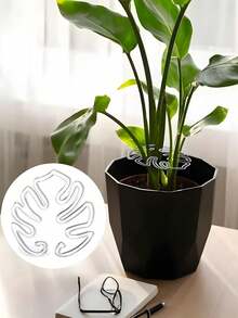 5件套植物茎干支撑架，亚克力叶形植物支撑架，亚克力蒙特塞拉特稳定夹，蒙特塞拉特植物叶形支撑架，适用于室内外植物生长，独特美观的植物架，可保持植物茎干和根系直立，适用于室内外攀援植物。 - A - 查看 6
