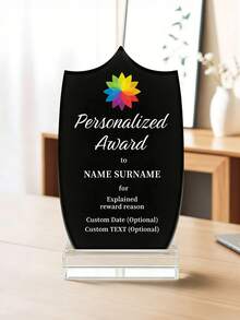 1pc Customized Acrylic Retirement Appreciation Plaque, Can Customize Logo And Text, Suitable As Thank You Gift For Boss, Manager, Teacher, Colleague, Appreciation Trophy - Multicolor - View 8