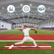 Tapete de Lanzamiento para Softbol Profesional 3x1 m - Césped Antideslizante y Resistente, con Base de Goma para Entrenamiento Interior/Exterior - Rojo - Ver 7