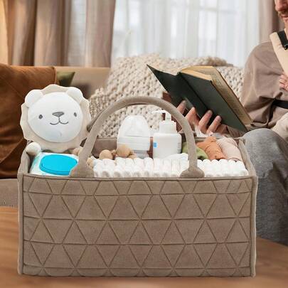 Diaper Caddy Organizer, Portable Storage Basket With Compartments, Handle & Shoulder Strap, Diaper Basket Gift List And Registry Must-Have For Essentials, Gift Travel, Car