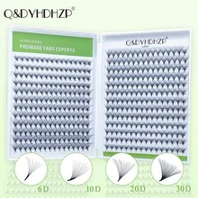 500 piezas de extensiones de pestañas premontadas, 3D/6D/9D/10D/20D/30D, longitud mixta de 8-15mm, rizo D, puntas afiladas, extensiones de pestañas esponjosas premontadas hechas a mano - D - Ver 10