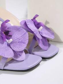 European And American New Floral Decor High Heel Sandals, Suitable For Beach, Dating, Commuting, Banquet, Party - Purple - View 8