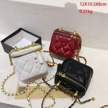 Elegant Mini Quilted Crossbody Bag With Gold Chain, Fashionable Small Shoulder Purse For Women, Perfect For Evening, Party & Casual Outfits - 黑色 - 查看 1