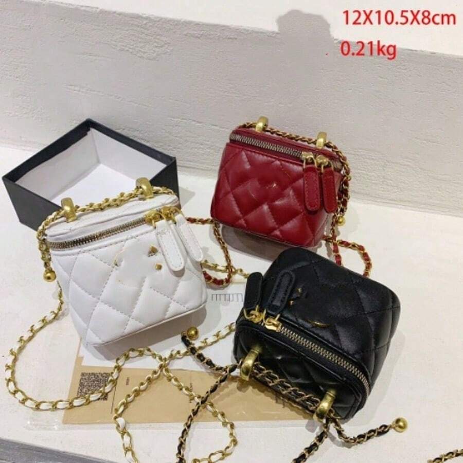 Elegant Mini Quilted Crossbody Bag With Gold Chain, Fashionable Small Shoulder Purse For Women, Perfect For Evening, Party & Casual Outfits - 黑色 - 查看 1