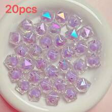 20颗16毫米高品质UV刻面钻石珠，中心带孔，适用于DIY手机挂绳、钥匙扣、珠宝配件 - 菱形切面珠 - 查看 5