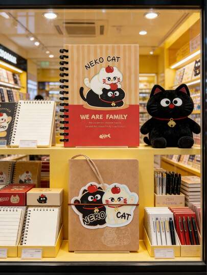 Libreta portátil mini con tema de gatos de tamaño A6, cubierta blanda, diario de escritura, color aleatorio