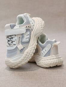 1 Pair Fashion Versatile Kids Thick Sole Sneakers, Breathable Mesh Chunky Shoes, Boys/Girls Campus Casual Shoes, Boys/Girls Leisure Running Shoes - Beige - View 2