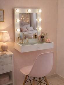 Maggie Dressing Table For Makeup And Jewelry Suspended With Mirror And 7-Nozzle Light Kit Dressing Room 100% MDF (White) - trắng - Xem 2