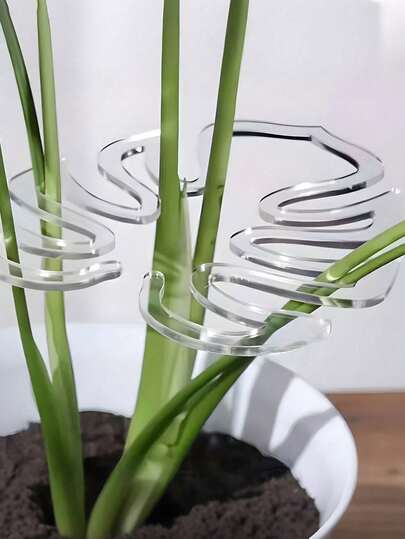 5件套植物茎干支撑架，亚克力叶形植物支撑架，亚克力蒙特塞拉特稳定夹，蒙特塞拉特植物叶形支撑架，适用于室内外植物生长，独特美观的植物架，可保持植物茎干和根系直立，适用于室内外攀援植物。