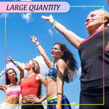 100 Pcs Solid Color Rubber Wristbands Rubber Bracelets Silicone Wristbands Sports Bracelets Bulk Adult Wrist Bands For Event Women Men Party Decorations(Neon Color) - 霓虹色 - 查看 7